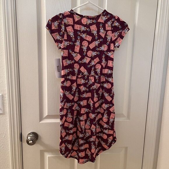 Lularoe Disney Daisy Duck Mae Dress Geometric Floral Girls Size 10 NWT - Picture 9 of 12